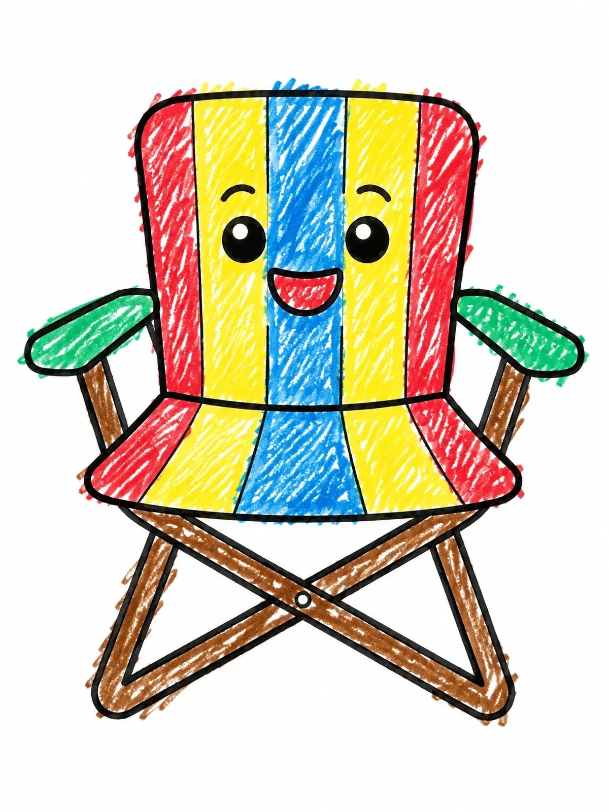 Colored example of the Happy Folding Lawn Chair coloring page