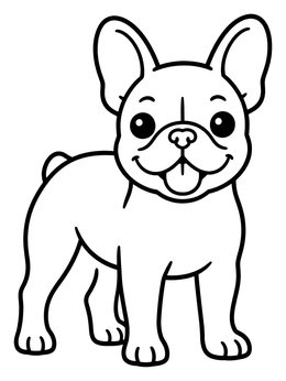 Free printable Happy French Bulldog Standing coloring page