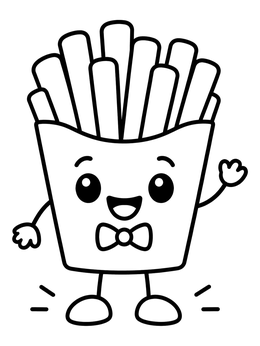 Free printable Happy French Fries Character coloring page