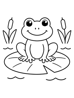 Free printable Happy Frog On A Lily Pad coloring page