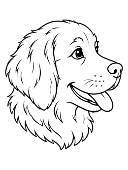 A cheerful dog portrait on this golden retriever coloring page.