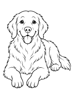 Free printable Happy Golden Retriever Lying Down coloring page