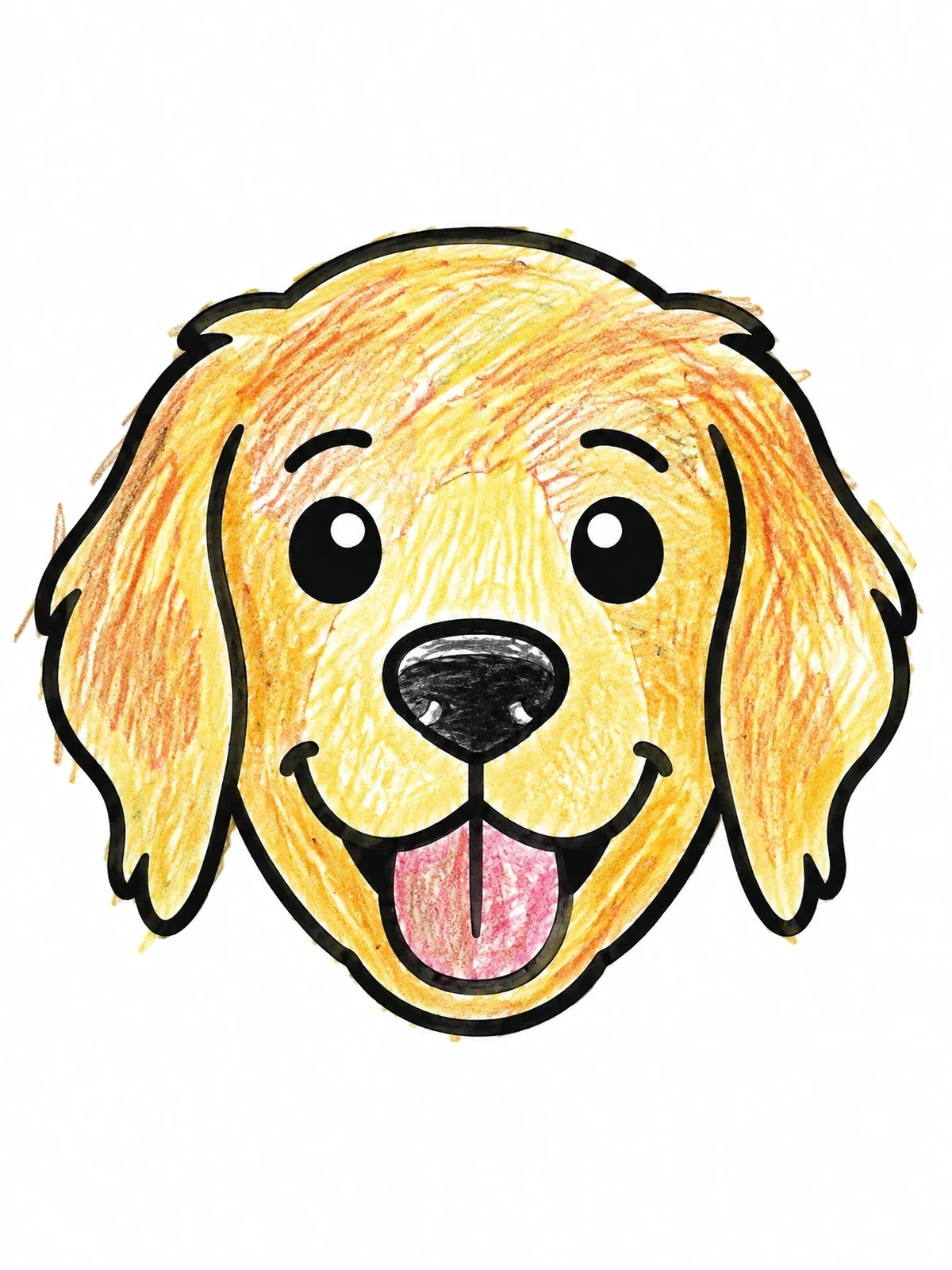 Colored example of the Happy Golden Retriever Puppy Face coloring page