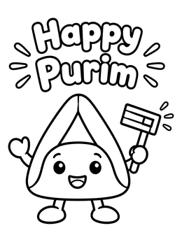Free printable Happy Hamantasch With Purim Grogger coloring page