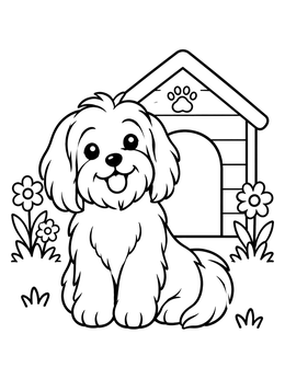 Free printable Happy Havanese Puppy By Doghouse coloring page