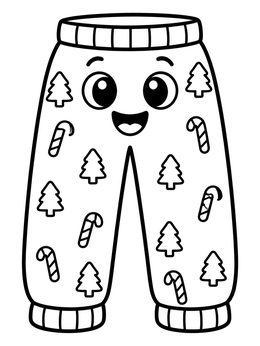 Free printable Happy Holiday Pajama Pants coloring page