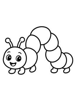 Free printable Happy Inching Caterpillar coloring page