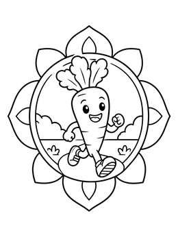 Free printable Happy Jogging Carrot Character coloring page