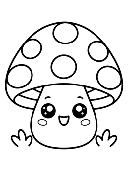 Free printable Happy Kawaii Polka Dot Mushroom coloring page