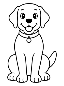 Free printable Happy Labrador Retriever Sitting Upright coloring page