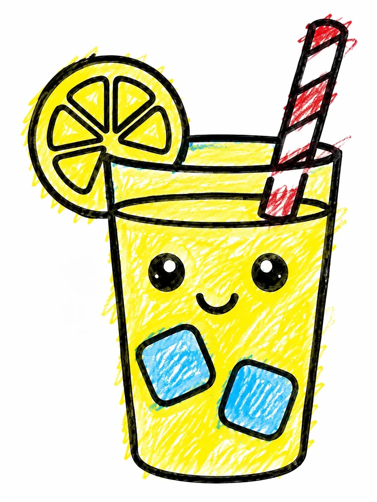 Colored example of the Happy Lemonade Glass With Straw coloring page