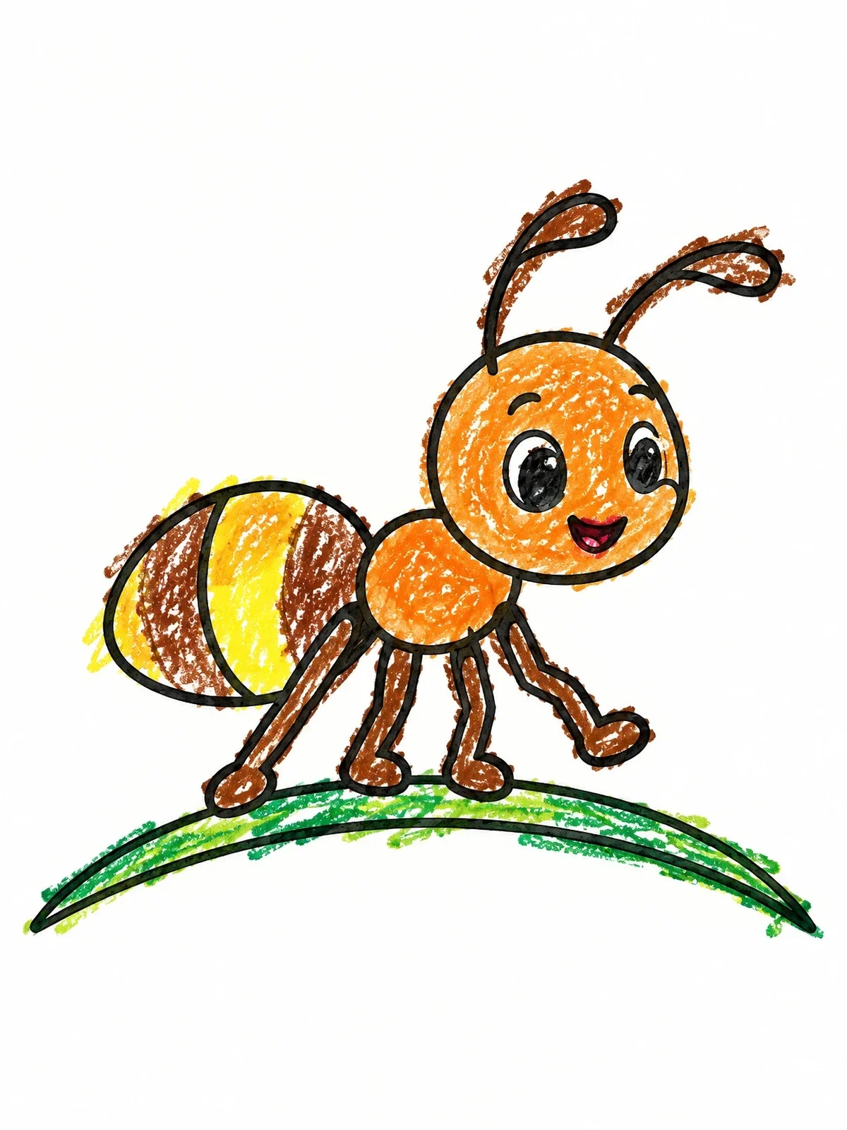 Colored example of the Happy Little Ant On A Blade Of Grass coloring page