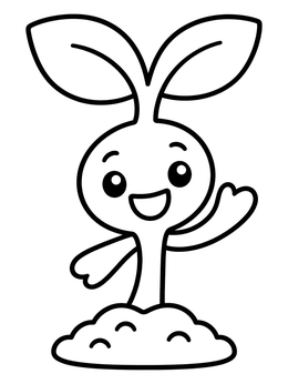 Free printable Happy Little Cartoon Plant Sprout coloring page