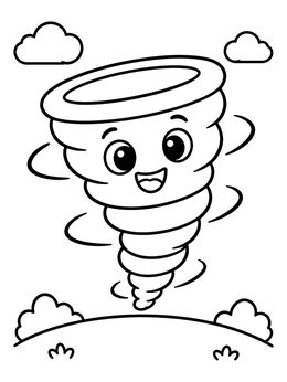 Free printable Happy Little Cartoon Tornado coloring page