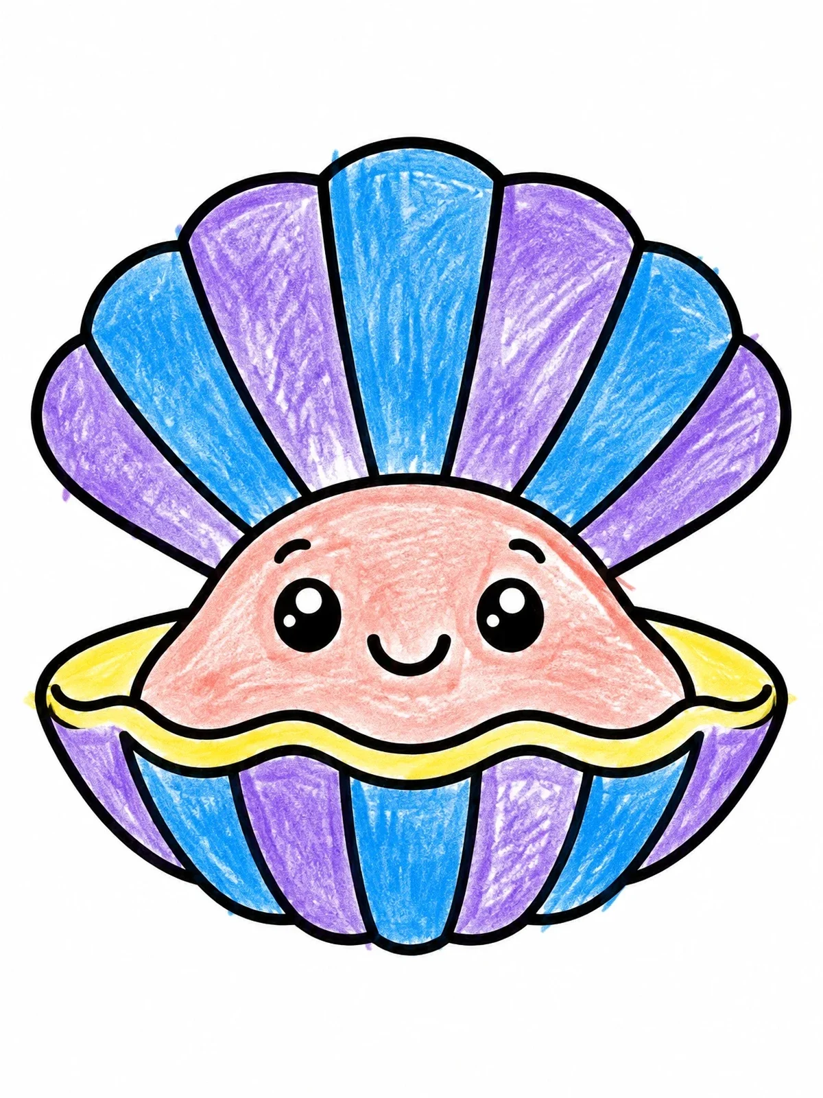 Colored example of the Happy Little Clam coloring page