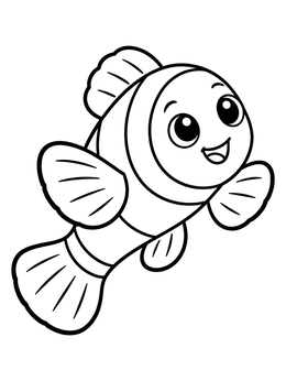 Free printable Happy Little Clownfish Swimming Upward coloring page
