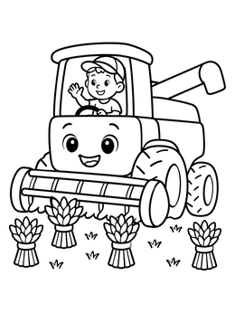 Free printable Happy Little Combine Harvester coloring page