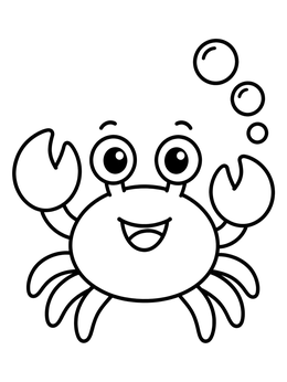Free printable Happy Little Crab With Bubbles coloring page
