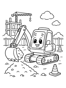 Free printable Happy Little Excavator At Work coloring page