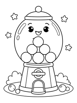 Free printable Happy Little Gumball Machine coloring page