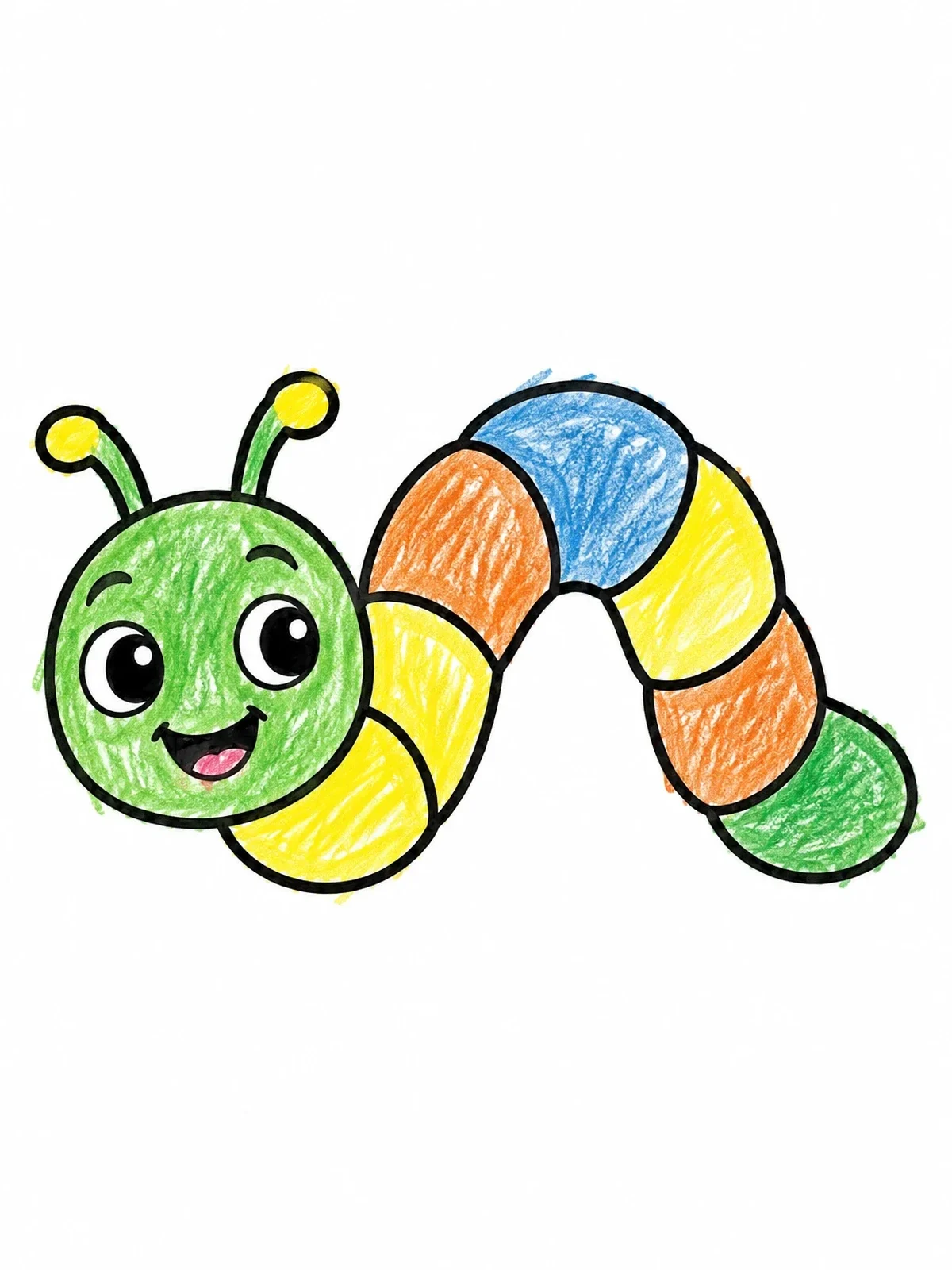 Colored example of the Happy Little Inchworm Crawling coloring page