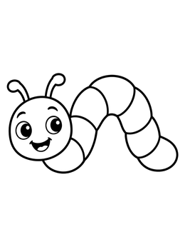 Free printable Happy Little Inchworm Crawling coloring page