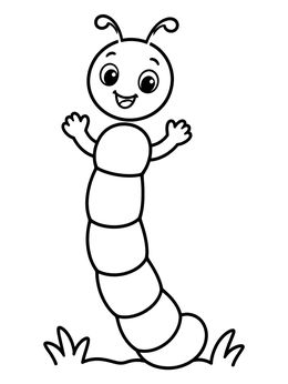 Free printable Happy Little Inchworm Standing Up coloring page