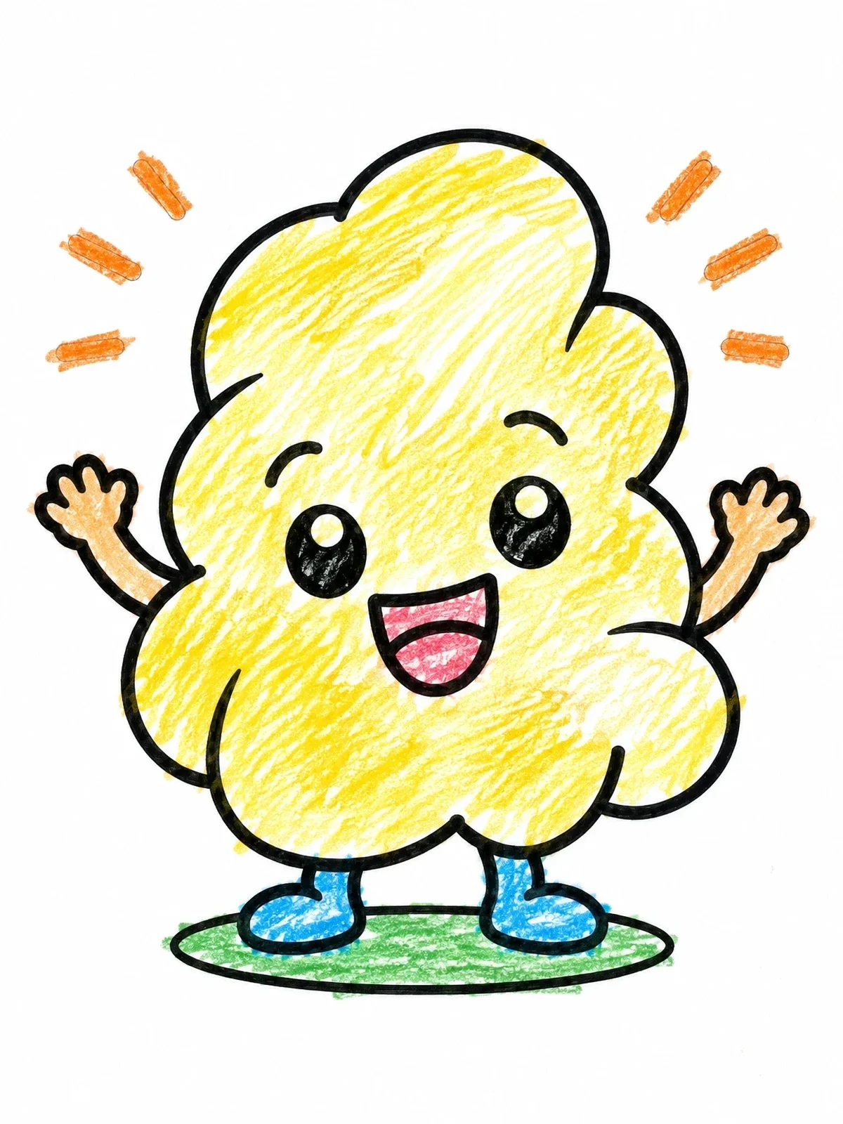 Colored example of the Happy Little Popcorn Kernel coloring page