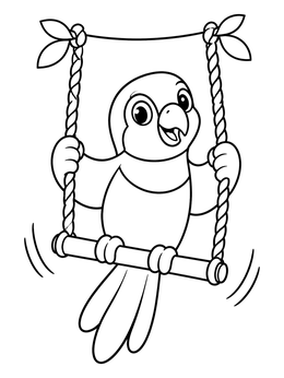 Free printable Happy Lorikeet On A Rope Swing coloring page