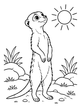 Free printable Happy Meerkat In The Sunshine coloring page