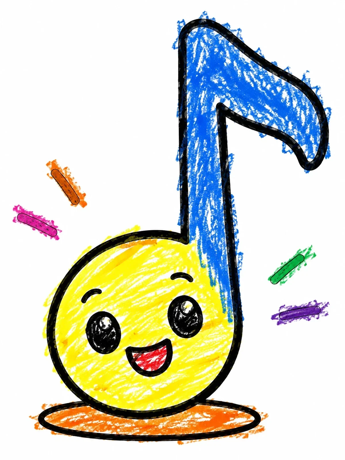 Colored example of the Happy Musical Note Character coloring page