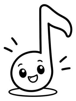 Free printable Happy Musical Note Character coloring page