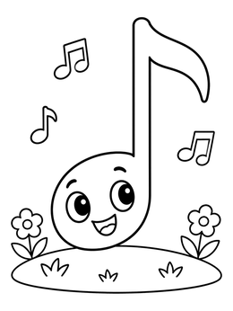 Free printable Happy Musical Note In Nature coloring page