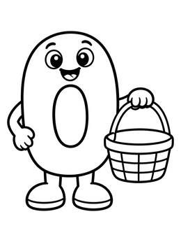 Free printable Happy Number Zero With Basket coloring page