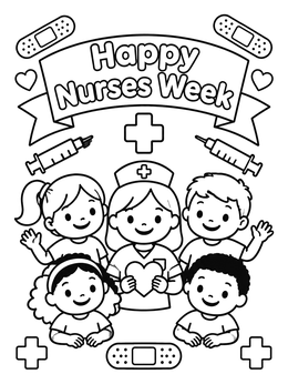 Free printable Happy Nurses Week With Children coloring page