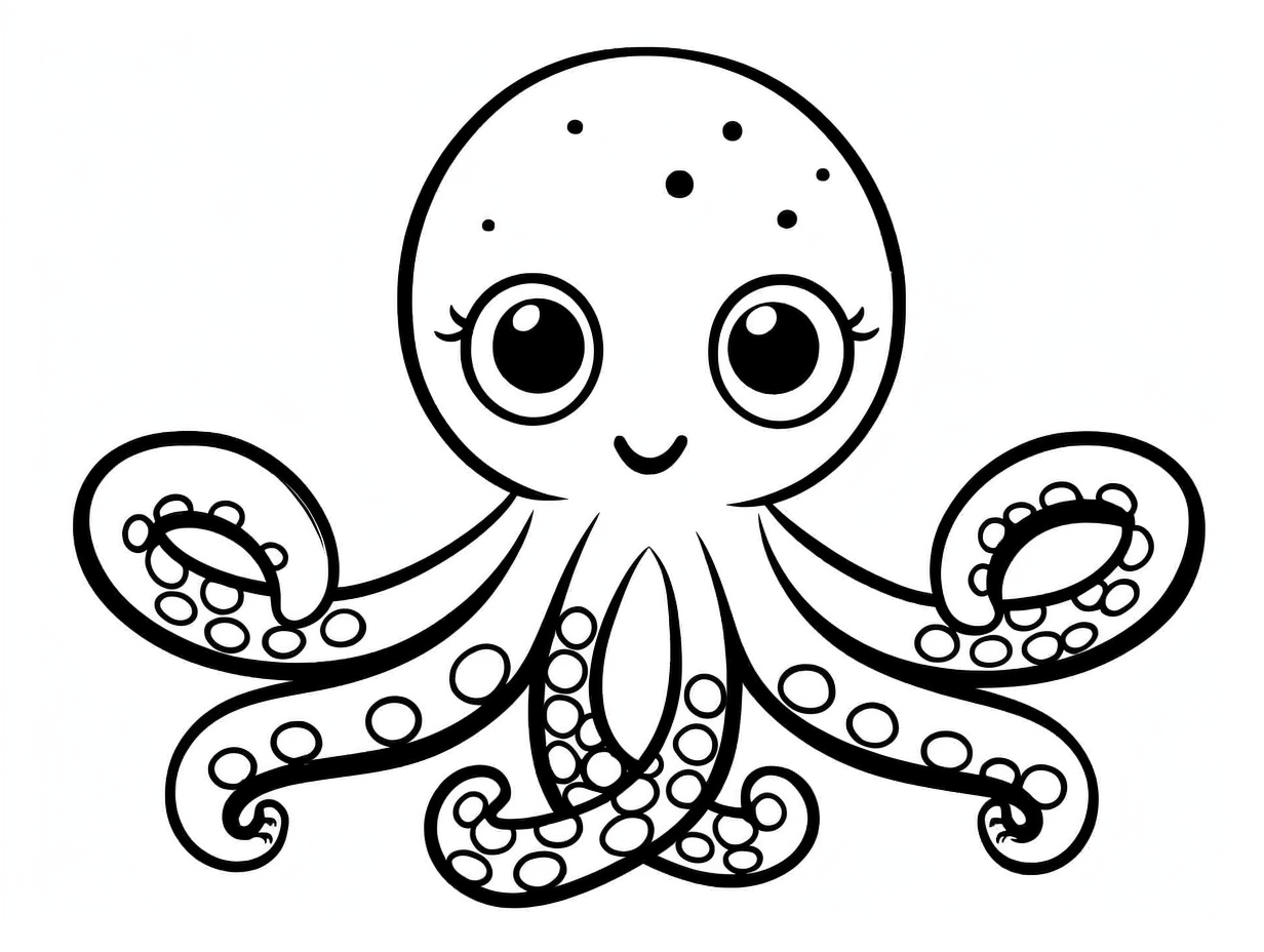 Happy Octopus Coloring Activity - Coloring Page