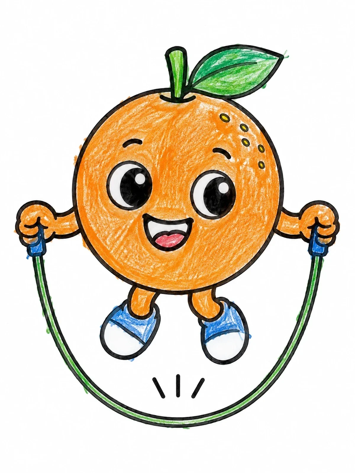 Colored example of the Happy Orange Jumping Rope coloring page