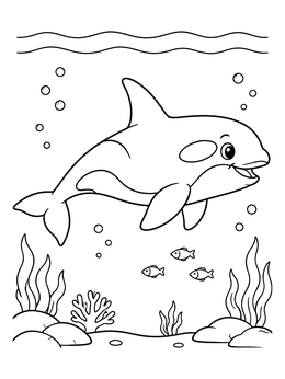 Free printable Happy Orca In The Ocean coloring page