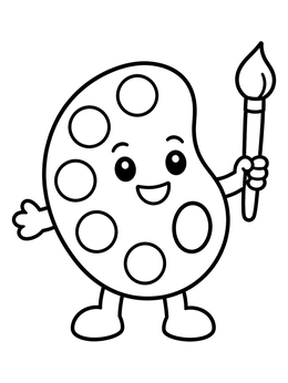 Free printable Happy Paint Palette With Brush coloring page