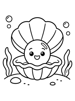 Free printable Happy Pearl In An Open Clam coloring page