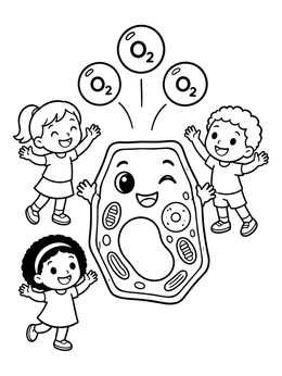 Free printable Happy Plant Cell Making Oxygen coloring page