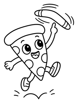 Free printable Happy Pizza Slice With Boomerang coloring page