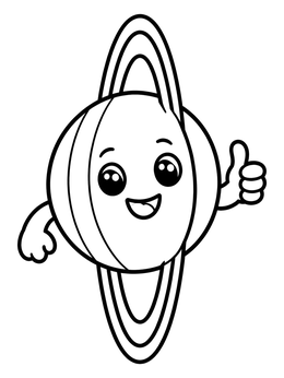 Free printable Happy Planet Uranus With Rings coloring page