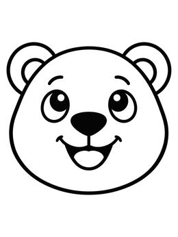 A smiling polar bear coloring page with simple lines looking upward.