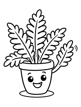 Free printable Happy Potted Fern Plant coloring page