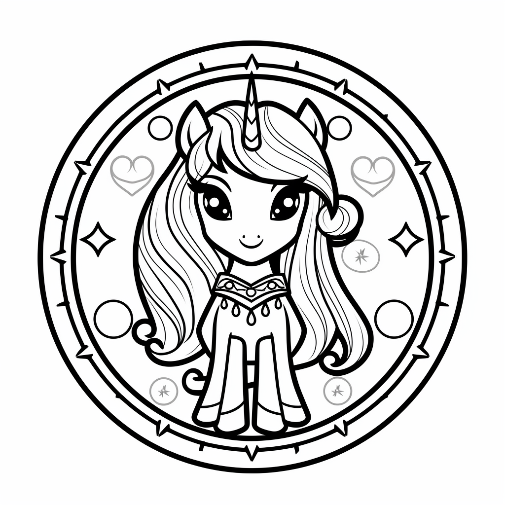 Happy Princess Horse - Coloring Page