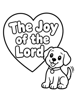 Free printable Happy Puppy With Heart Sign coloring page