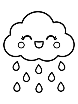 Free printable Happy Raining Kawaii Cloud coloring page