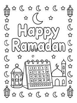Free printable Happy Ramadan Countdown Calendar coloring page