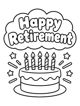 Free printable Happy Retirement Celebration Cake coloring page